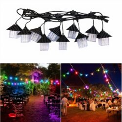 Ghirlanda Luminoasa 5M, 10 Becuri LED Model Casuta, Lumina Multicolora