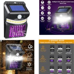 Lampa UV Solara, LED 15x10cm Anti-Insecte, cu Senzor de Miscare si Iluminare Duala W792-1