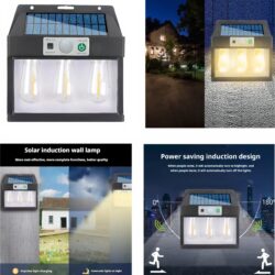 Lampa Solara Led cu Senzor de Miscare 15x16cm de Perete, cu 3 Becuri 777-3W