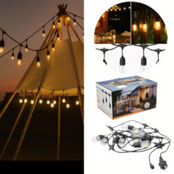 Ghirlanda Luminoasa LED 5m cu 10 Becuri, Lumină Caldă, Rezistentă la Apă, Ideală pentru Terase, Grădini și Camping