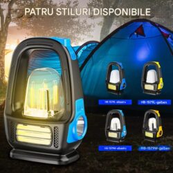 Lampa Solara 20×12 LED, Multifunctionala cu 3 Moduri de Lumina USB