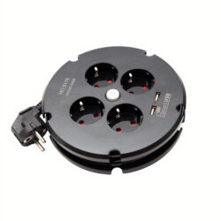 Prelungitor cu 4 Prize si 2 Porturi USB 2m Rotund