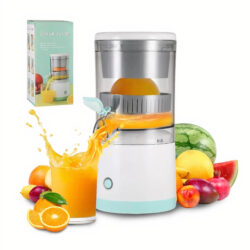 Storcător Electric 24x14cm pentru Citrice, USB Reîncărcabil cu Con de Stoarcere și Recipient Transparent