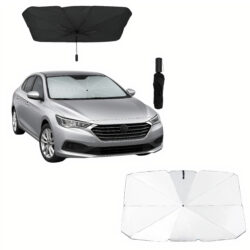 Parasolar Auto Pliabil 140x79cm pentru Masina, Model Umbrela